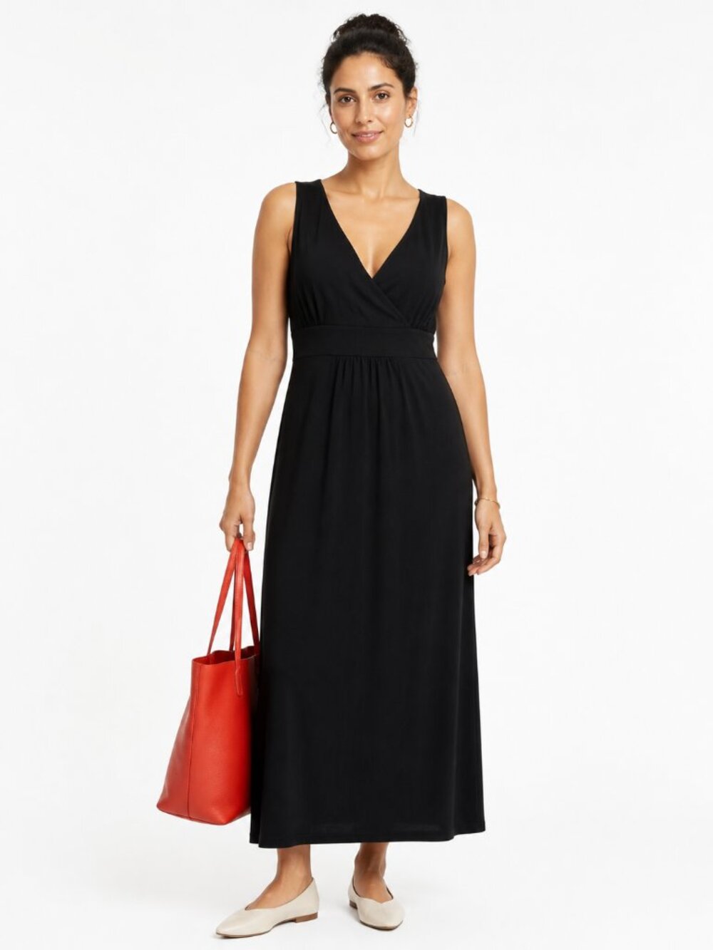 Eileen Fisher Black Casual Maxi Dress Size M Travel Minimalist
